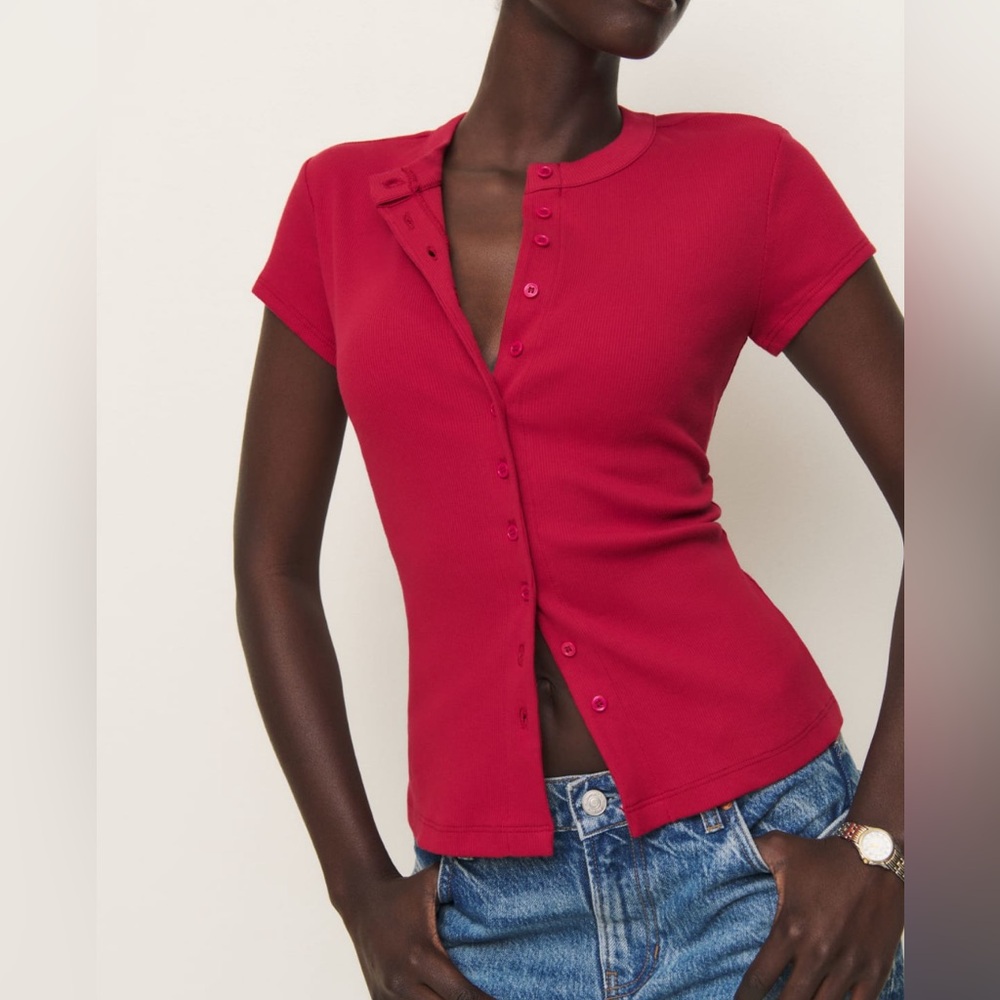 Reformation Red Button Down Shirt